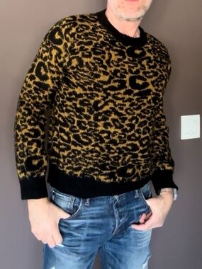 Men's Black Straight to Hell Leopard Crewneck Sweater